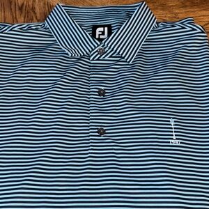 FootJoy Black and Blue Striped Golf Polo Shirt